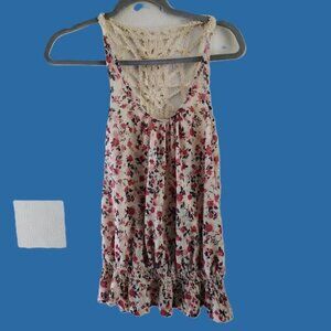 Floral Lace Back-Tank Top 90210 90'sretro COTTAGECORE, BEACH, ROMANTIC, DELICATE